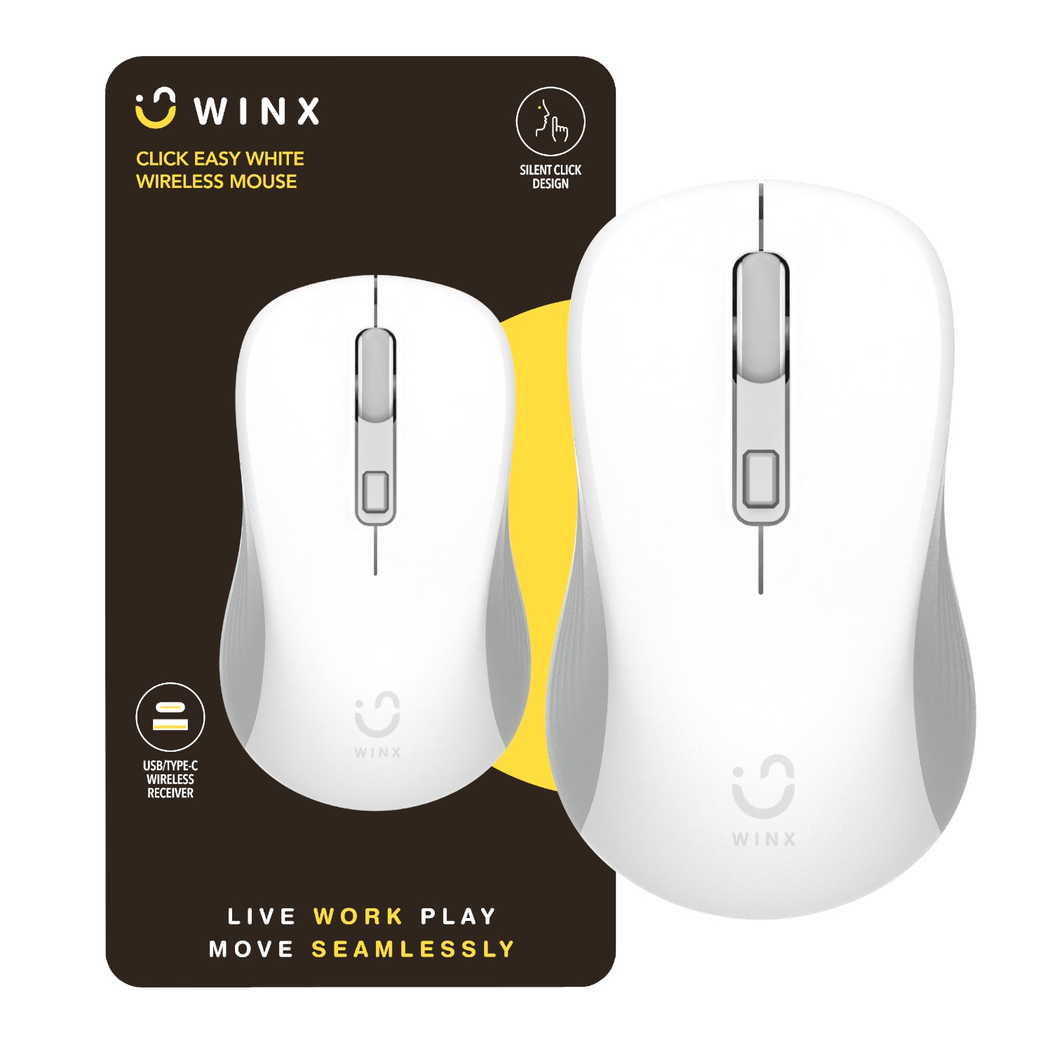 WINX CLICK Easy 1600DPI 2.4GHz Wireless Mouse - White - Guards On Duty Shop & Security Guards