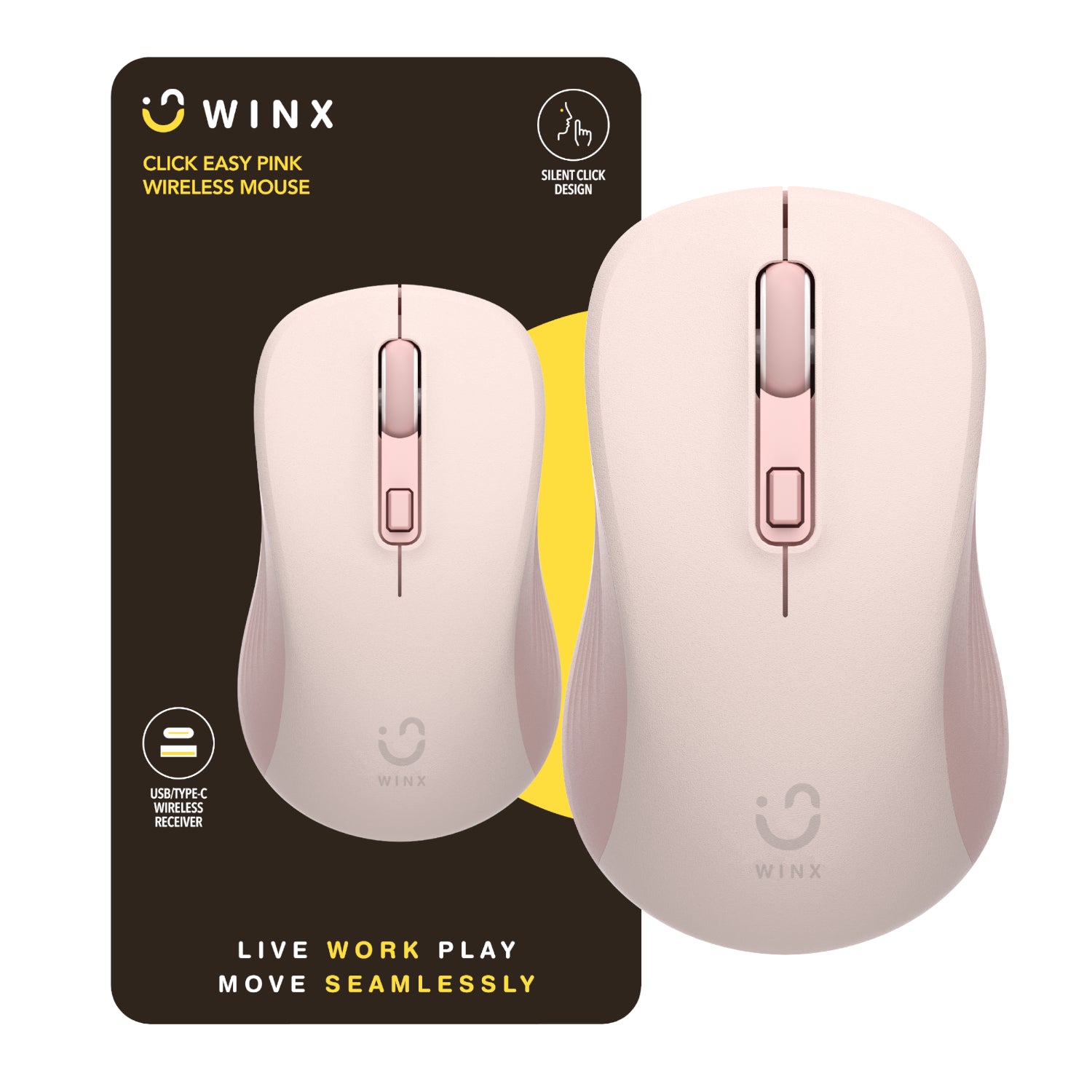 WINX CLICK Easy 1600DPI 2.4GHz Wireless Mouse - Pink - Guards On Duty Shop & Security Guards