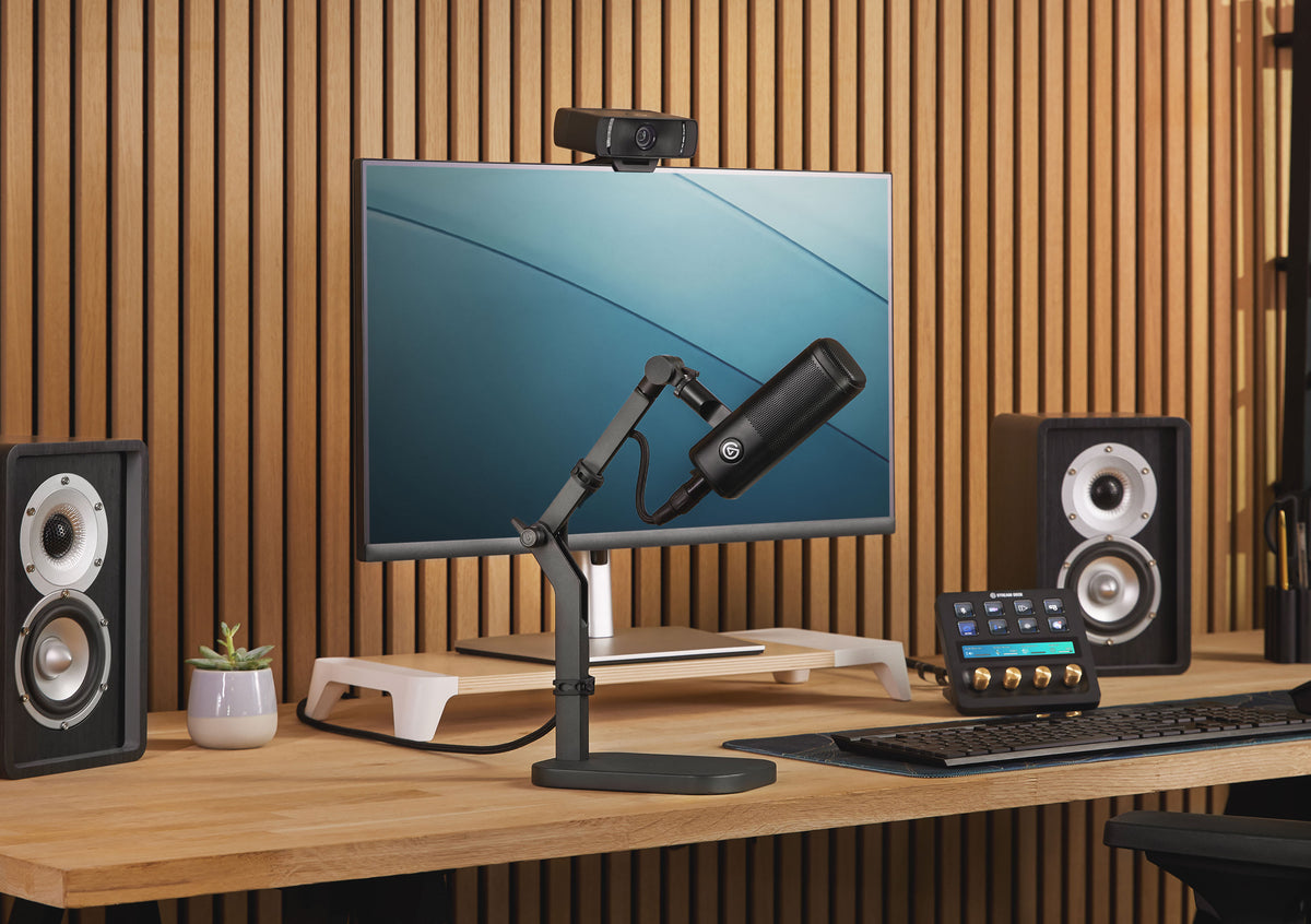 Elgato Wave Desk Stand - 1kg Load; 216mm horizontal reach; 411mm vertical reach; 275° arm rotation; 360° head rotation.
