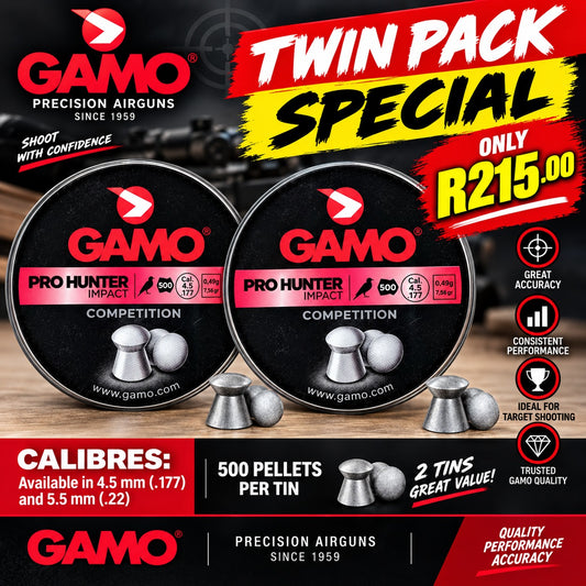 Gamo Pro-Hunter .177 Cal (4.5mm) Air Rifle Pellets – Twin Pack