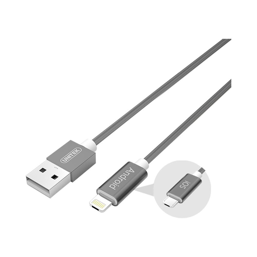 Unitek 1.5m,2-1 Micro & Lightning Grey (y-c4023gy) — Unitek | Guards on Duty Shop