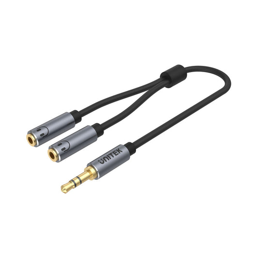 Unitek 0.2m 3.5mm Aux Cable M to 2x F (y-c956abk) — Unitek | Guards on Duty Shop