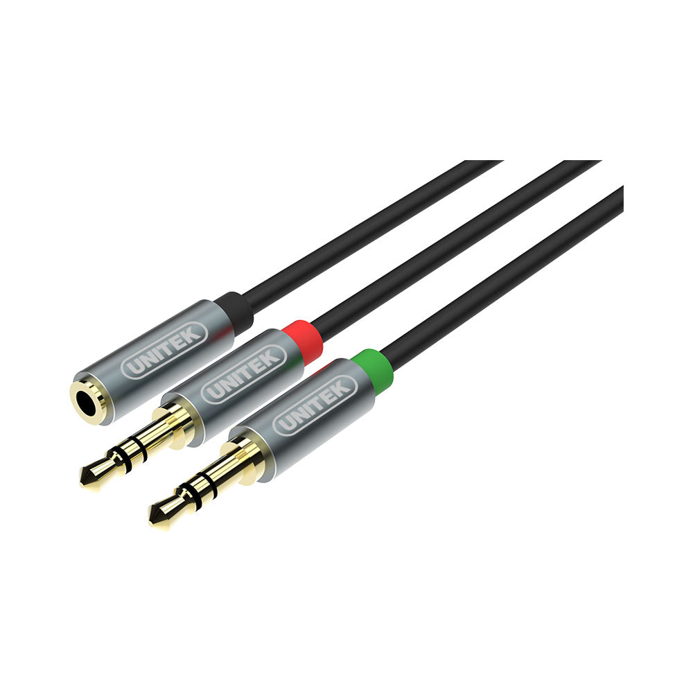 Unitek 0.2m 3.5 F to 2 x M Audio Cbl Y-c957abk — Unitek | Guards on Duty Shop