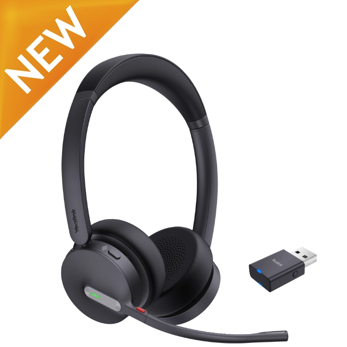 Yealink WH64 Hybrid Dual DECT And Bluetooth Wireless Headset, Teams Certified, Includes Stand