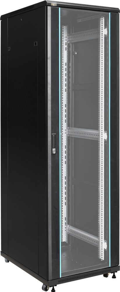 Cabinet 42U Floor Standing 600x800mm incl 4 Fans 2 Shelves Glass Door