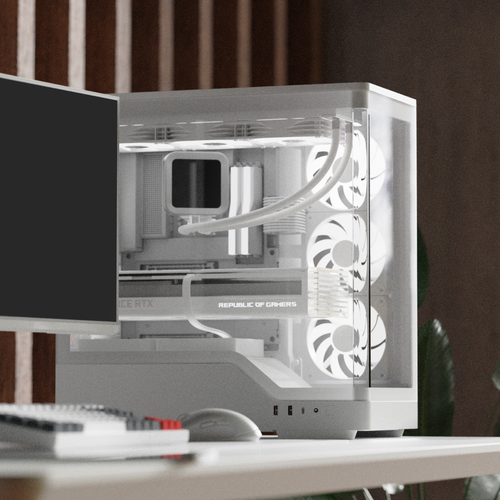 Aerocool P500A White Mid tower case - Includes 120mm ARGB Fan x 4 and 4-port ARGB control hub - ATX - 3x 2.5'' or 2x3.5'' - 360m
