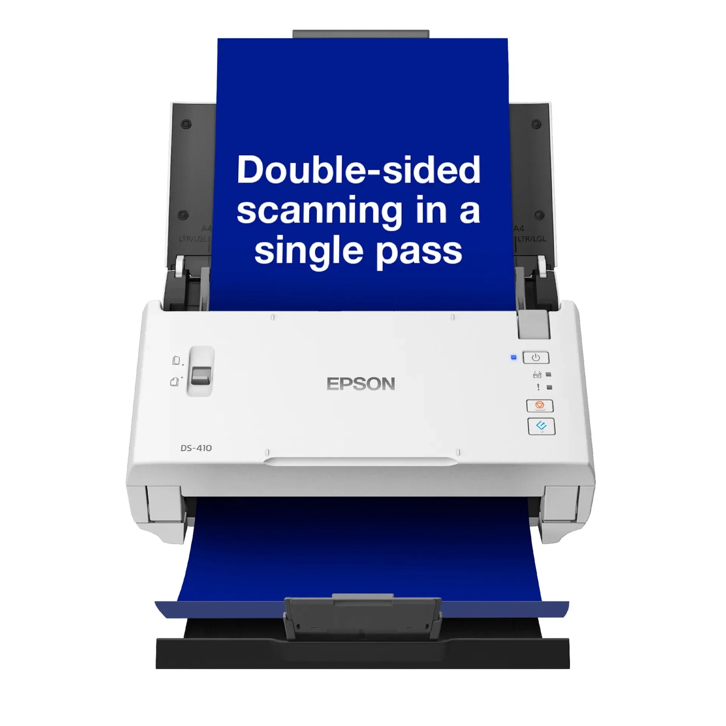 Epson WorkForce DS-410-Sheetfeed;A4 A3 with stitching; Duplex; 600x600DPI; 35ppm; Single Pass Dual; Ddaily Duty Cycle 4000. USB