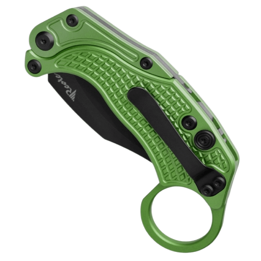 Reate EXO-K Gravity Karambit Button Lock Knife Oxidized Green