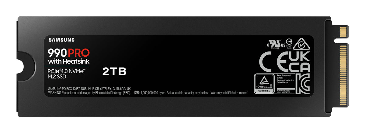 SAMSUNG MZ-V9P2T0CW 990 PRO 2 TB NVMe SSD W/Heatsink - Read Speed up to 7450 MB/s; Write Speed to up 6900 MB/s; Random Read up t