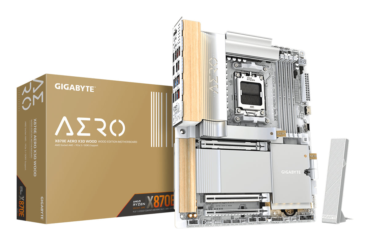 GIGABYTE AERO WOOD AMD X870 Chipset for AMD AM5; 4x DDR5; 4x M2; HDMI/2 x USB4® USB Type-C®; ATX.