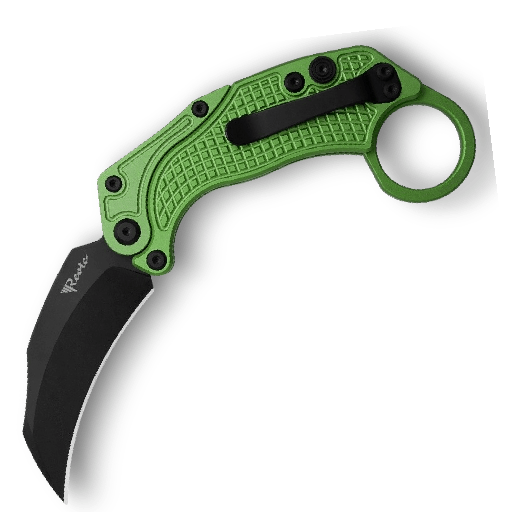 Reate EXO-K Gravity Karambit Button Lock Knife Oxidized Green