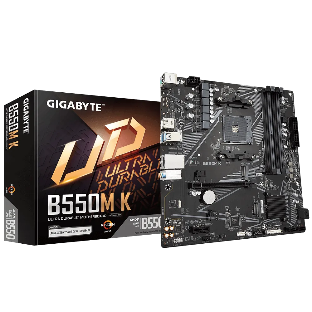 GIGABYTE AMD B550 Chipset for AMD AM4; 4x Dual DDR4; 2x M2; HDMI; DP; mATX