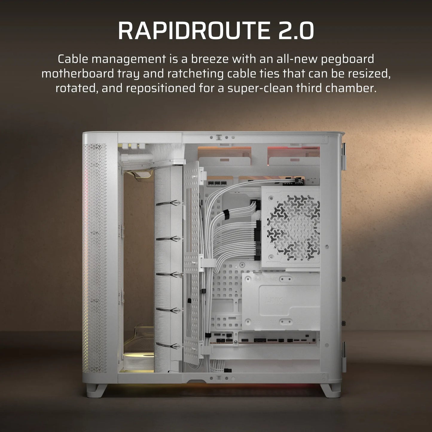 AIR 5400 RS-R ARGB Triple Chamber Mid-Tower PC Case ; 3x Fans Included; 2x 2.5'' ; 1x 3.5''  White