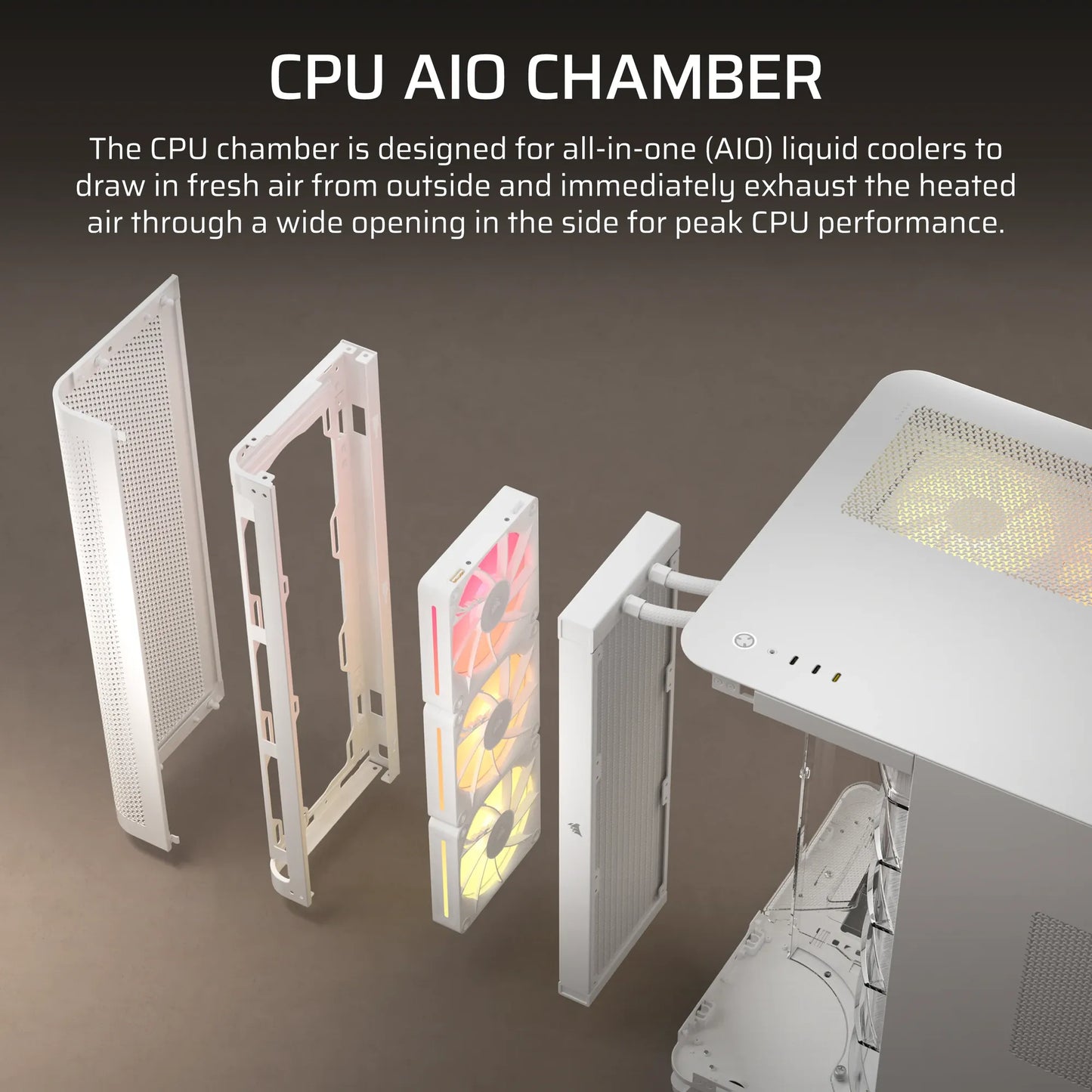 AIR 5400 LX-R RGB iCUE LINK Triple Chamber Mid-Tower PC Case ;3x Fans included;2x 2.5'' ; 1x 3.5''; White