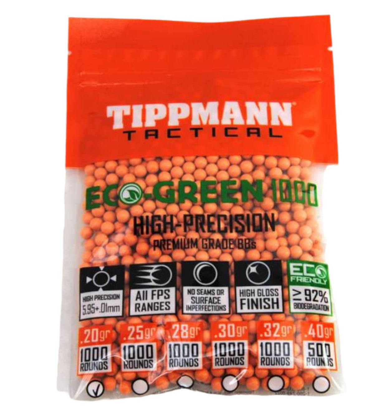 Tippmann 6MM ECO BBs, 0.20G 1000CT Orange - 65550