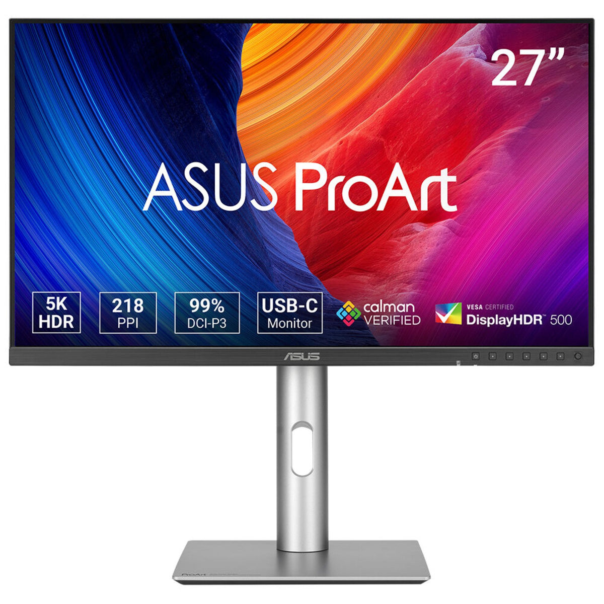 ASUS PA27JCV| 27 5K |IPS|60Hz|AR 16:9|5ms-GTG|400 NITS|1500:1|VA 178|USB-C|USB|HDMI|Calman-Delta E<2|99% DCI-P3| 99% Adobe RGB|
