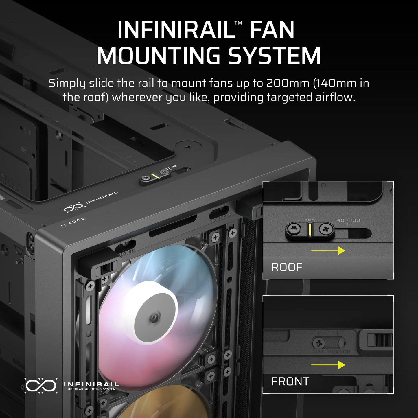 FRAME 4000D RS ARGB Black Mid-Tower PC Case; 2x 3.5'' |  2x 2.5'' Drive Bays; Up to 360mm Radiator; 3x RS ARGB PWM Fans;