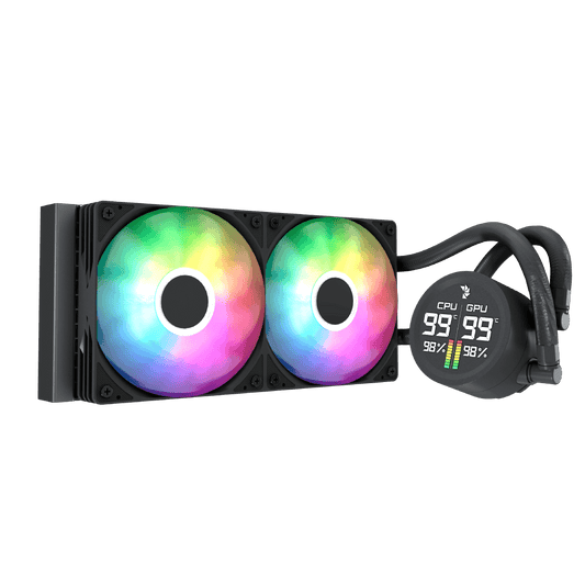 Aerocol Abyss L240 Black with digital display - 240mm ARGB Liquid Cooler - Intel LGA1851/LGA1700 - AMD AM4/AM5.