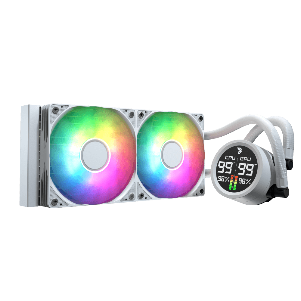 Aerocol Abyss L240 White with digital display - 240mm ARGB Liquid Cooler - Intel LGA1851/LGA1700 - AMD AM4/AM5. .
