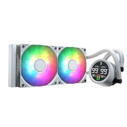 Aerocol Abyss L240 White with digital display - 240mm ARGB Liquid Cooler - Intel LGA1851/LGA1700 - AMD AM4/AM5. .
