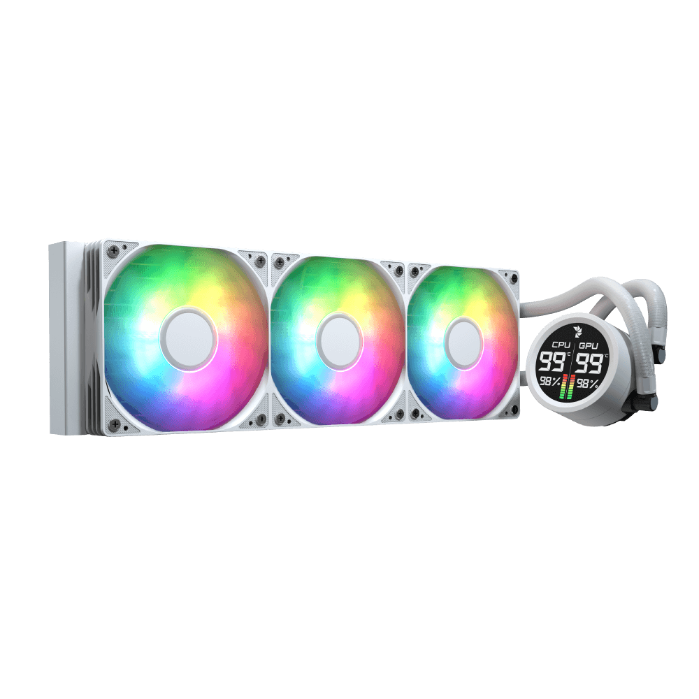 Aerocol Abyss L360 White with digital display - 360mm ARGB Liquid Cooler - Intel LGA1851/LGA1700 - AMD AM4/AM5.