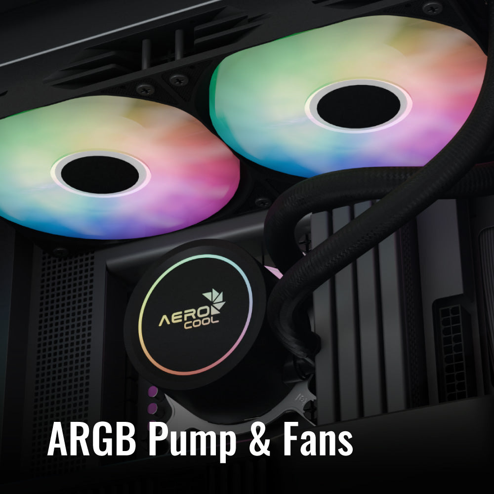 Aerocol Abyss L360 Black - 360mm ARGB Liquid Cooler - Intel LGA1851/LGA1700 - AMD AM4/AM5.
