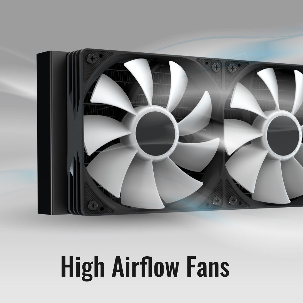 Aerocol Abyss L360 Black - 360mm ARGB Liquid Cooler - Intel LGA1851/LGA1700 - AMD AM4/AM5.