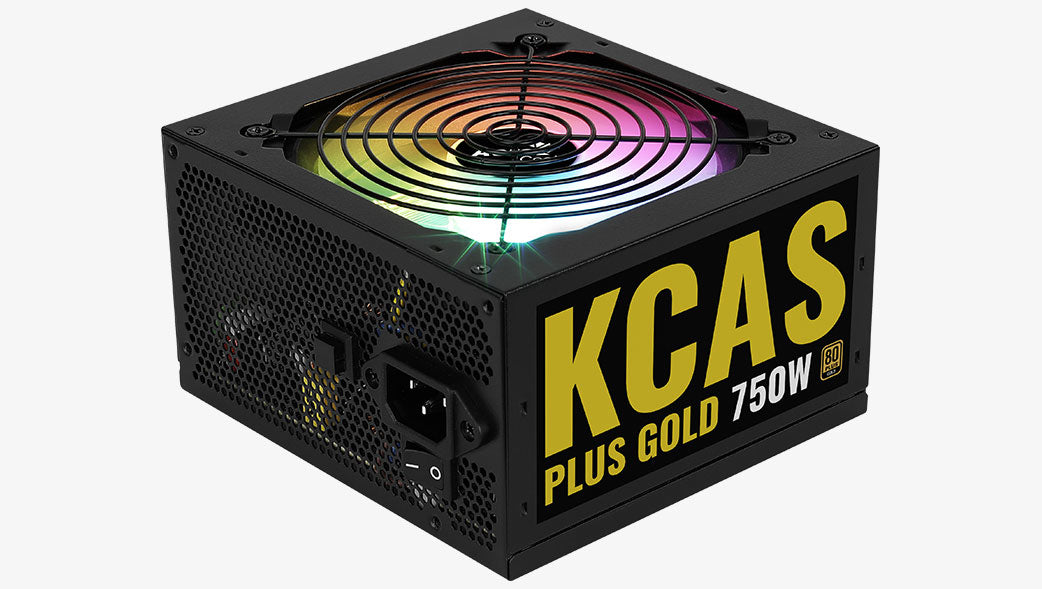 Aerocool KCAS PLUS Gold750W RGB PSU - ATX 24 PIN; 2x 4+4PIN CPU; 8x SATA; 4x PATA; 3x PCIe 6+2PIN.