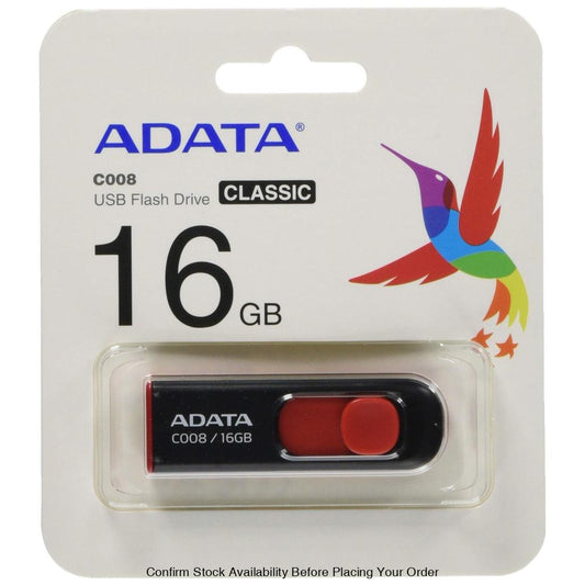 ADATA USB 2.0 RETRACTABLE 16GB BLK/RED - Guards On Duty Shop