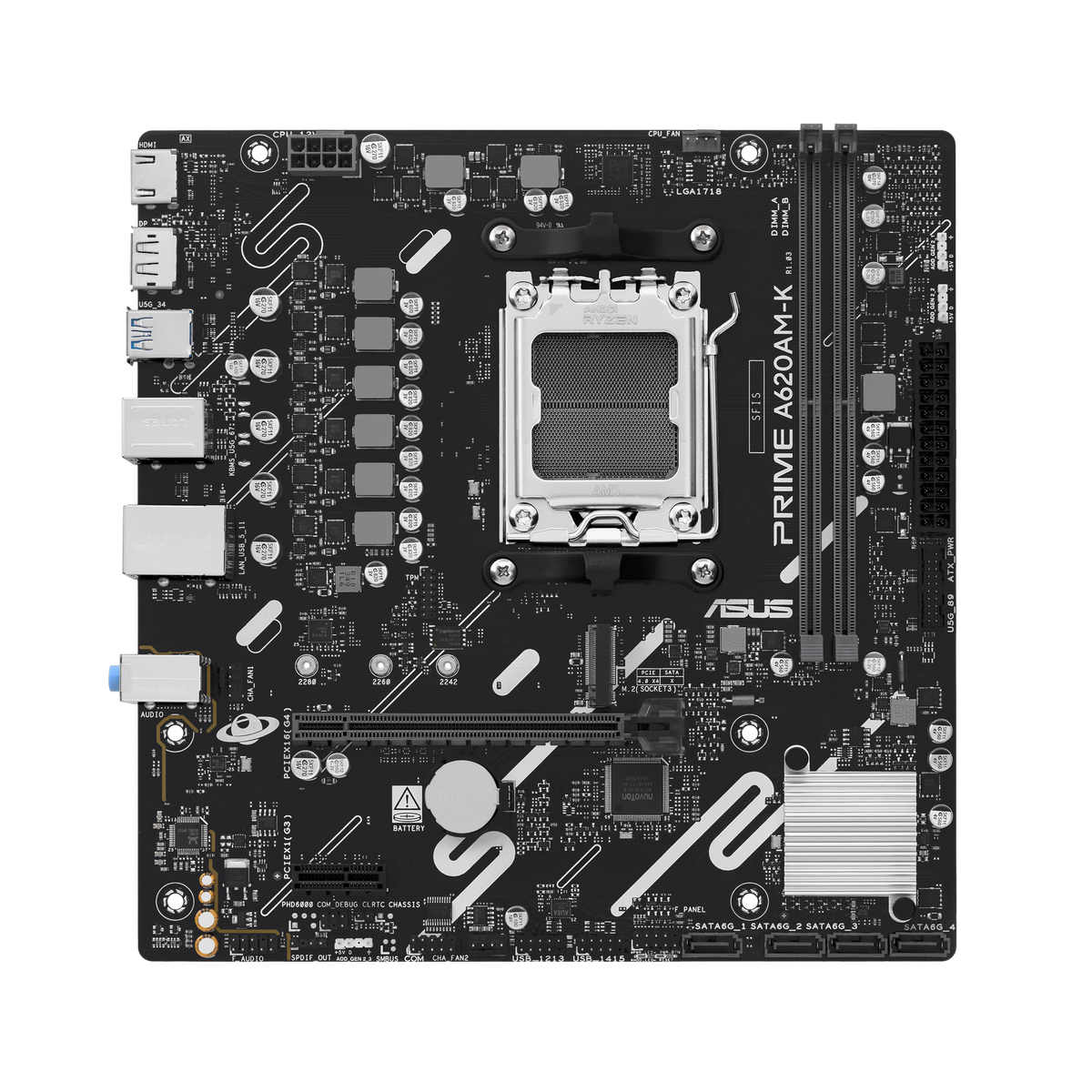 ASUS Motherboard/mATX/AM5/DDR5/2xDIMM/Max.128GB/1xPCIe4x16/1xPCIe3x1/ 1xM.2/4xSATA/1xDP/1xHDMI.