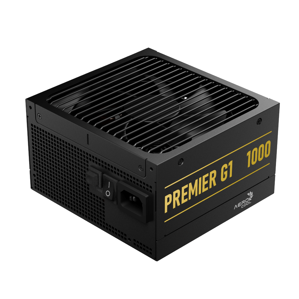 Aerocool Premier G1 Gold 1000W PSU - ATX 3.1 PCIe5.1 - ATX 24 PIN; 1x 4+4PIN CPU; 1x CPU 8PIN; 12x SATA; 2x PATA; 9x PCIe 6+2PIN