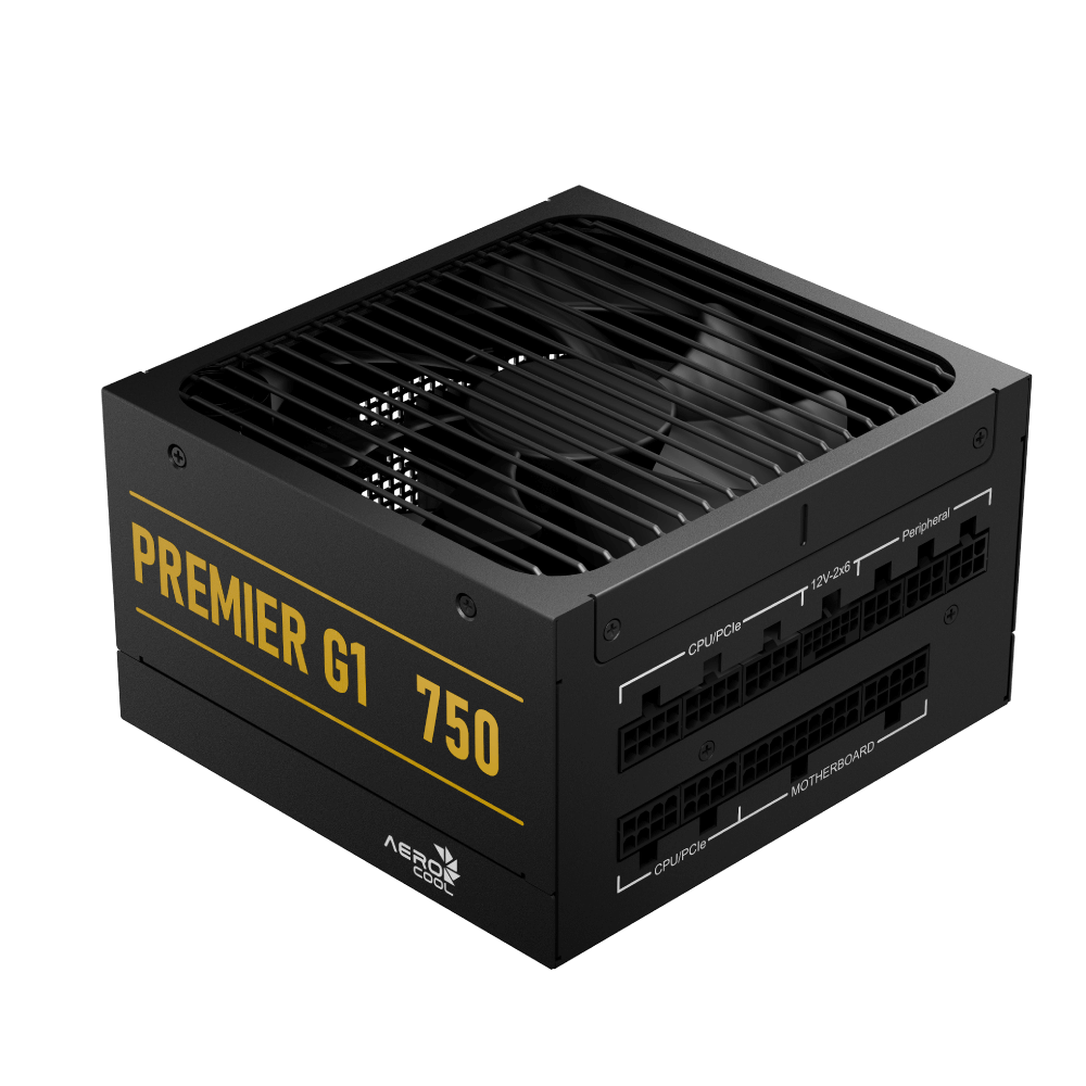 Aerocool Premier G1 Gold 750W PSU - ATX 3.1 PCIe5.1 - ATX 24 PIN; 1x 4+4PIN CPU; 1x CPU 8PIN; 12x SATA; 2x PATA; 9x PCIe 6+2PIN;