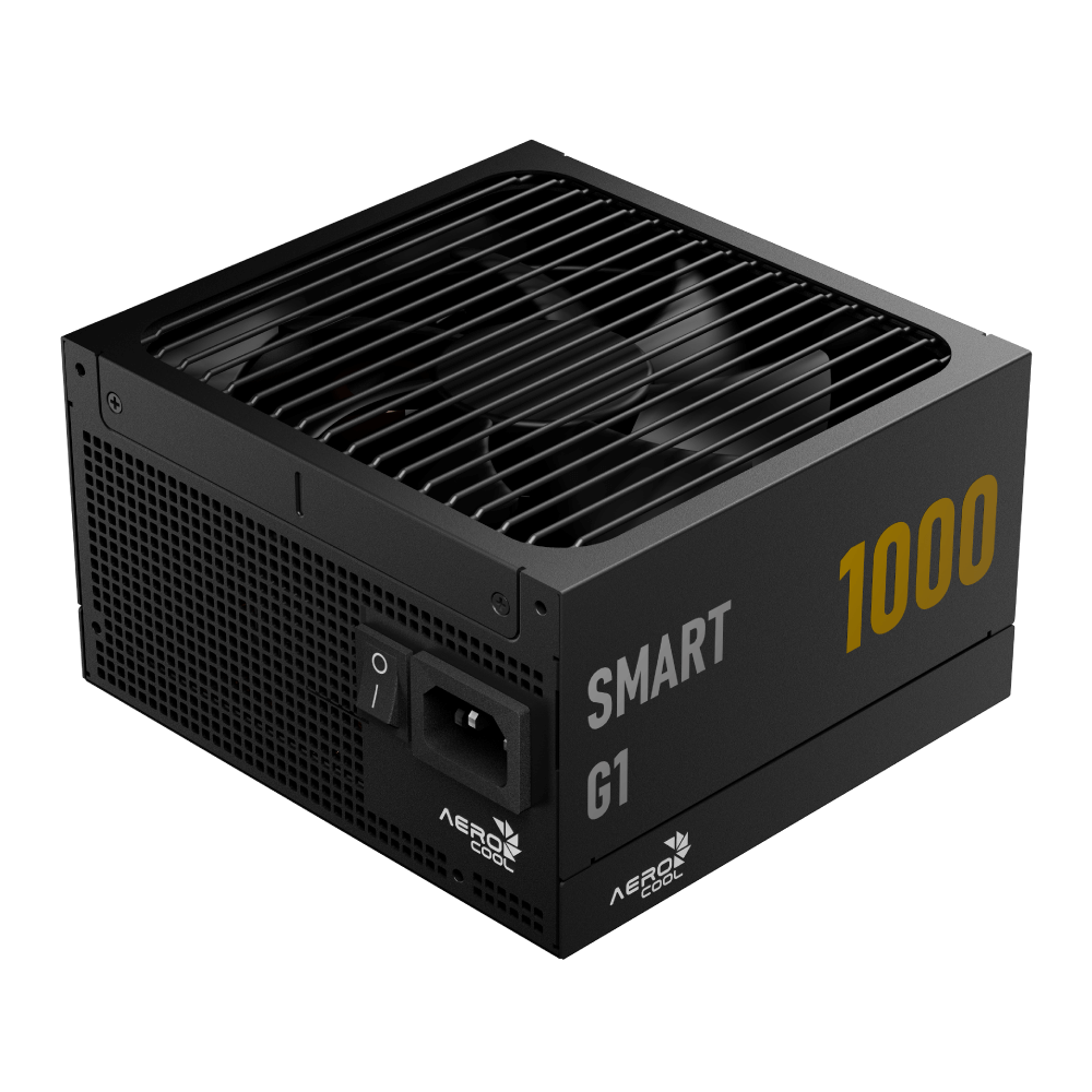 Aerocool SMART G1 Gold 1000W PSU - ATX 3.1 PCIe5.1 - ATX 24 PIN; 2x 4+4PIN CPU/2x CPU 8PIN; 12x SATA; 2x PATA; 2x PCIe 6+2PIN; 1
