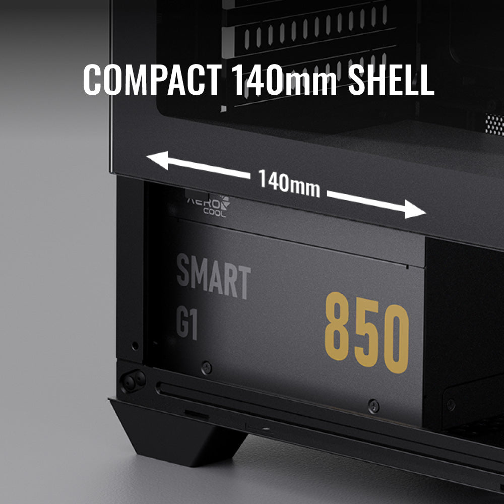 Aerocool SMART G1 Gold 850W PSU - ATX 3.1 PCIe5.1 - ATX 24 PIN; 2x 4+4PIN CPU/2x CPU 8PIN; 12x SATA; 2x PATA; 3x PCIe 6+2PIN; 1x