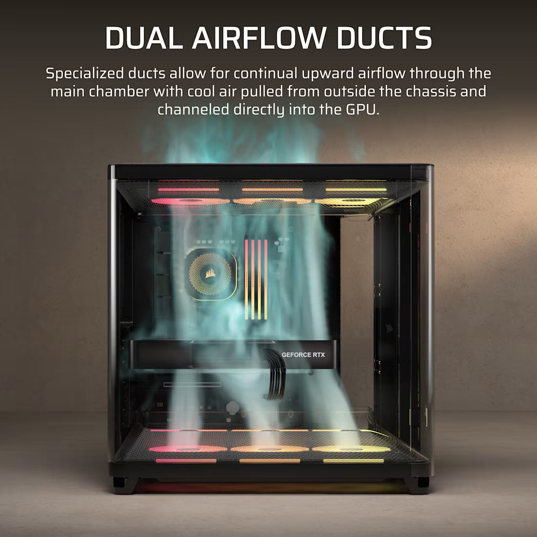 AIR 5400 LX-R RGB iCUE LINK Triple Chamber Mid-Tower PC Case ;3x Fans included;2x 2.5'' ; 1x 3.5'';  Black