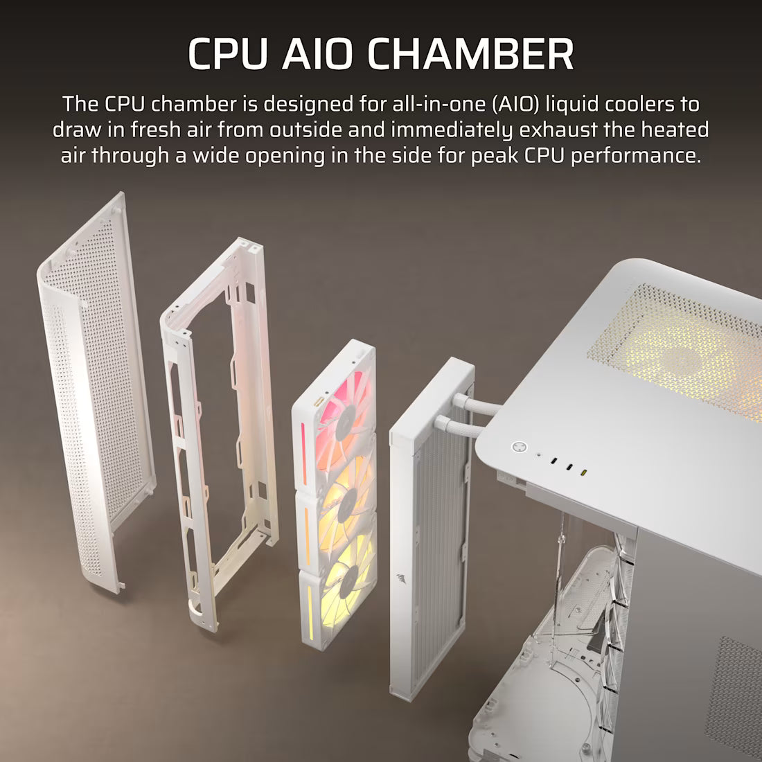 AIR 5400 LX-R RGB iCUE LINK Triple Chamber Mid-Tower PC Case ;3x Fans included;2x 2.5'' ; 1x 3.5''; White