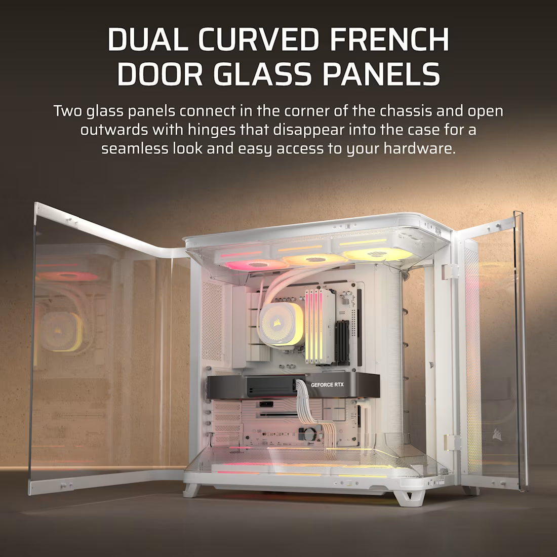 AIR 5400 LX-R RGB iCUE LINK Triple Chamber Mid-Tower PC Case ;3x Fans included;2x 2.5'' ; 1x 3.5''; White