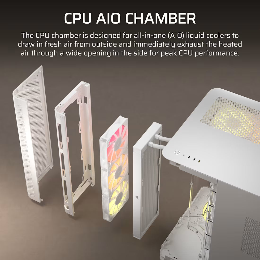 AIR 5400 RS-R ARGB Triple Chamber Mid-Tower PC Case ; 3x Fans Included; 2x 2.5'' ; 1x 3.5''  White