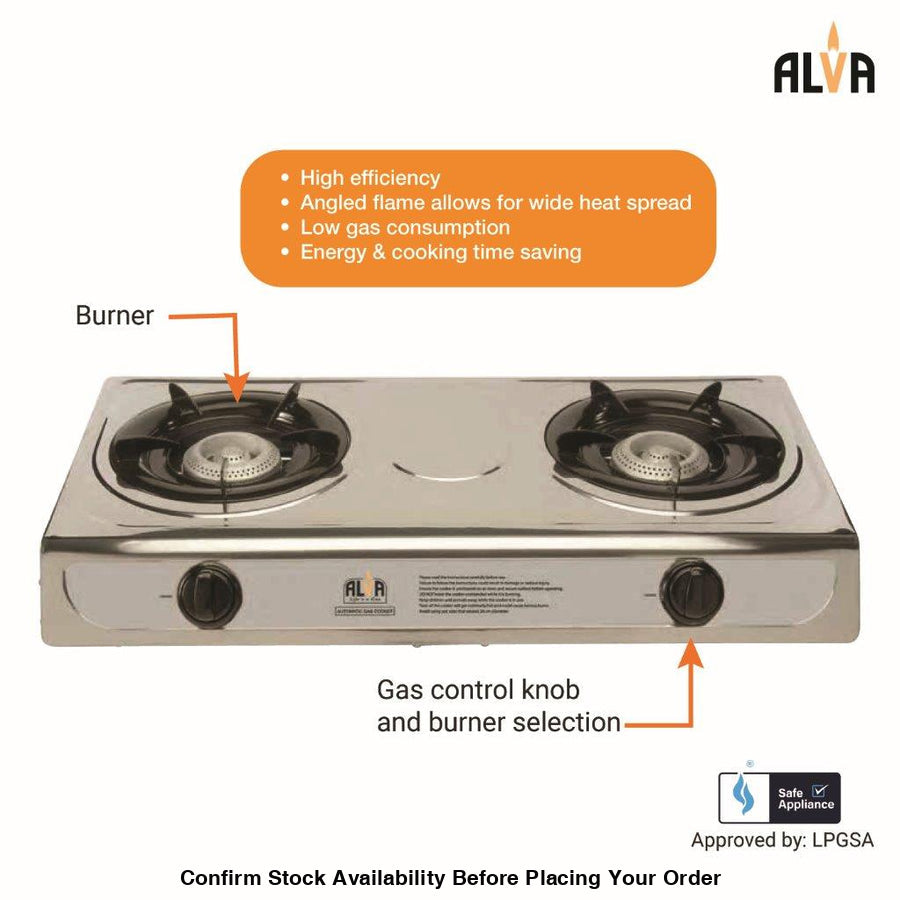 Alva 2-Burner Stainless Steel Gas Stove - Alva 2-Burner Stainless Steel Gas Stove
