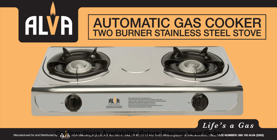 Alva 2-Burner Stainless Steel Gas Stove - Alva 2-Burner Stainless Steel Gas Stove