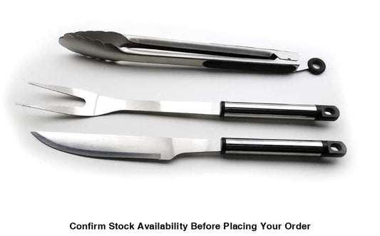 Alva 3Pc BBQ Tool Set - Stainless Steel - Alva 3Pc BBQ Tool Set
