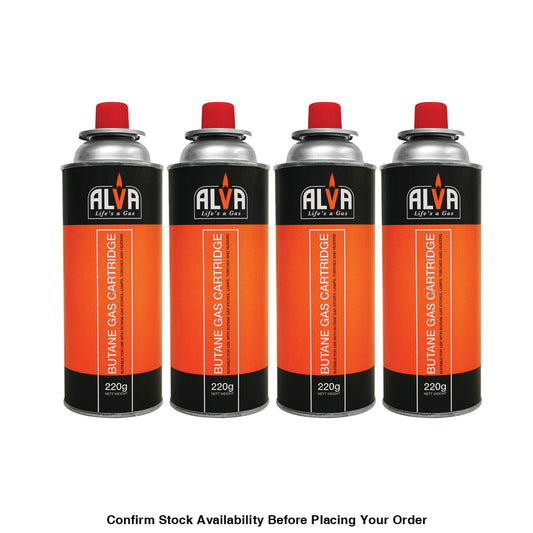 Alva 4 X Butane Gas Canisters 220g - Alva 4 X Butane Gas Canisters 220g