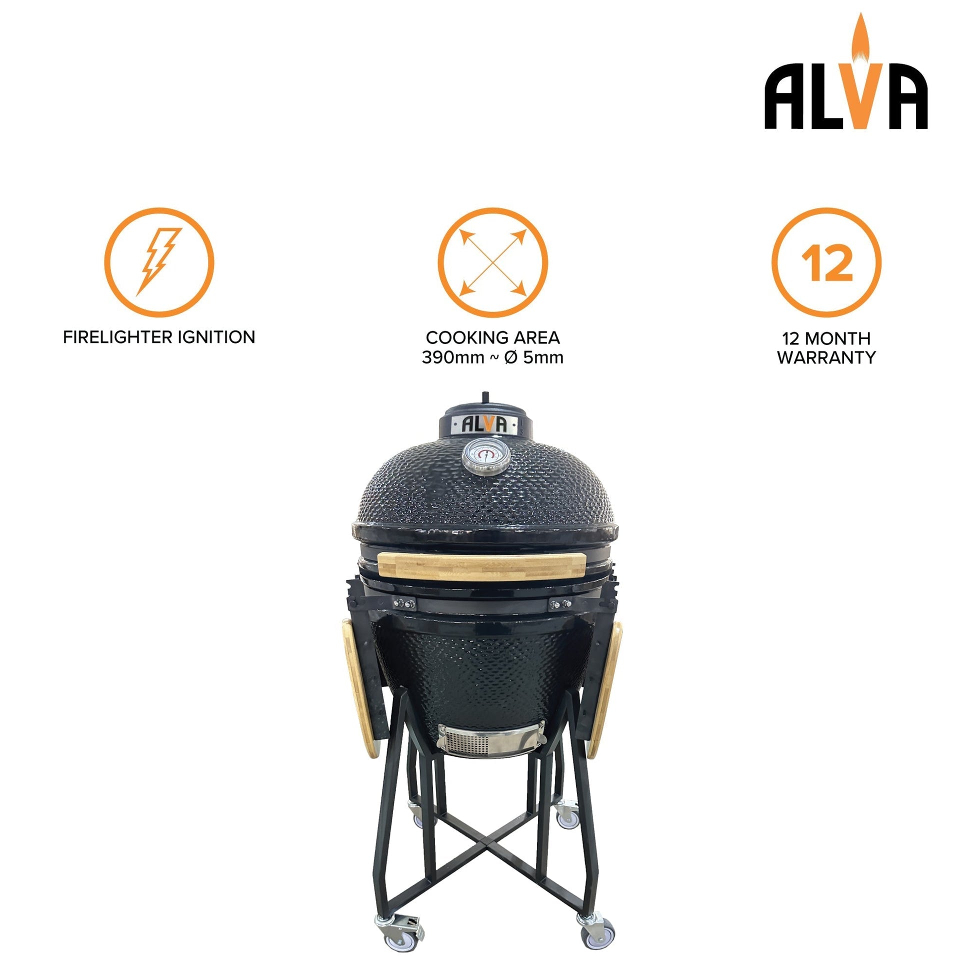 Alva Kilimanjaro 46cm Ceramic Kamado BBQ - Alva Kilimanjaro 46cm