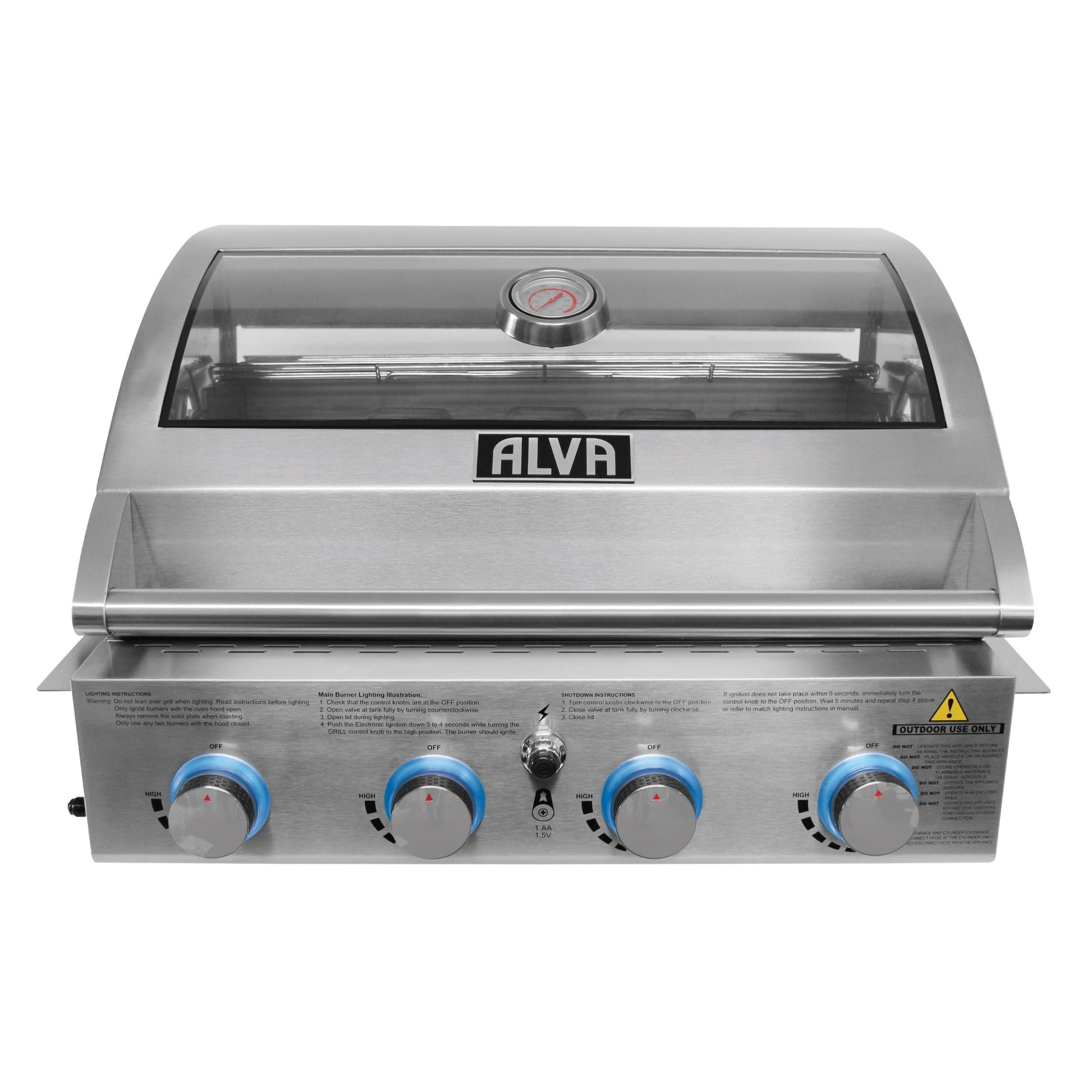 Alva Mojave 4-Burner Glass Hood Drop-In Gas BBQ - Alva Mojave 4-Burner