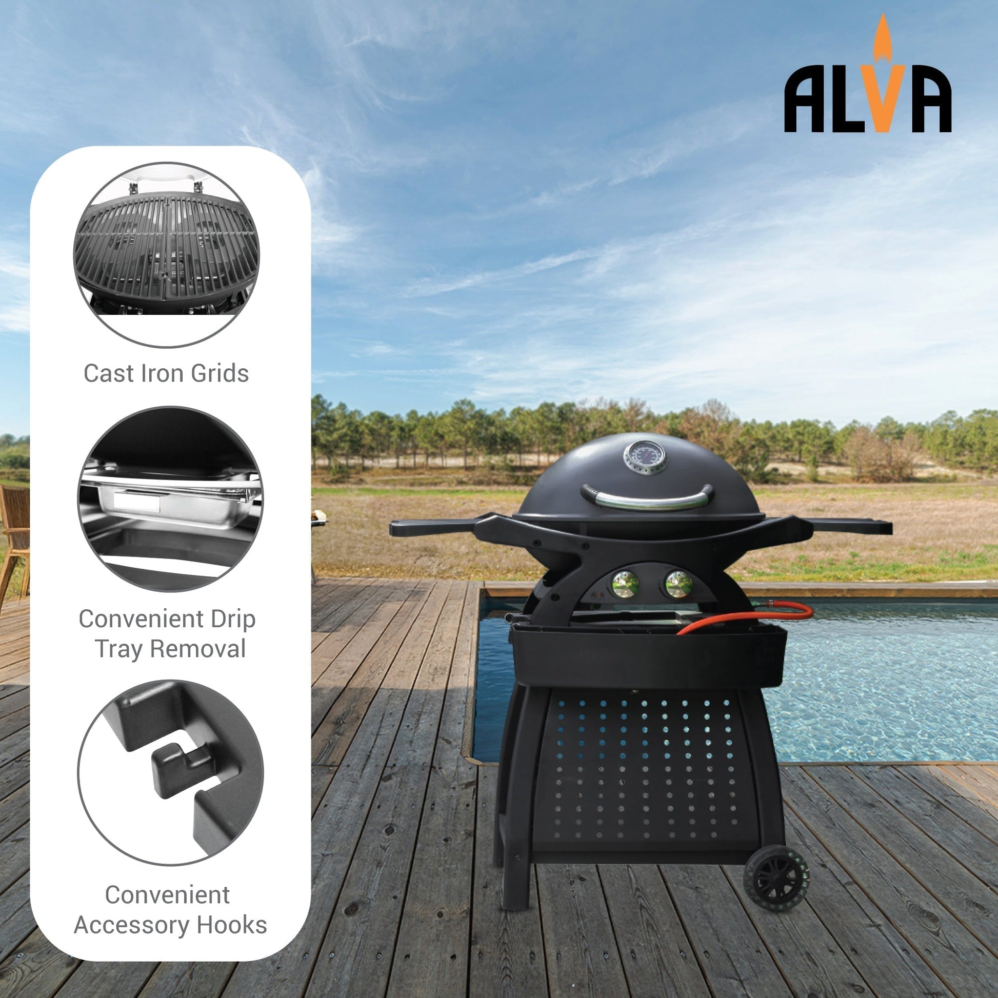Alva Mondo 2-Burner Gas BBQ & Cart - Alva Mondo 2-Burner Gas BBQ