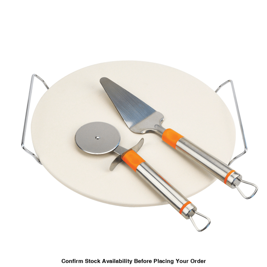 Alva Pizza Stone 30cm With Lifter & Cutter - Alva Pizza Stone Lifter & Cutter