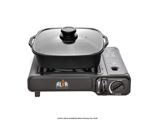 Alva Single Burner Butane Canister Stove + Cooking Pot & Lid - Alva Single Burner Butane Canister Stove + Cooking Pot &