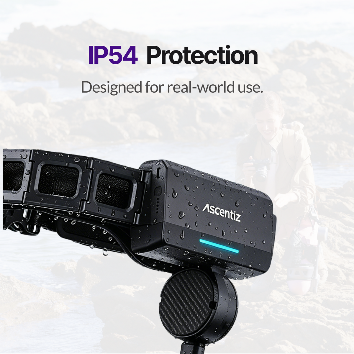 Ascentiz H Pro exoskeleton with IP54 protection for outdoor use in rain and dust