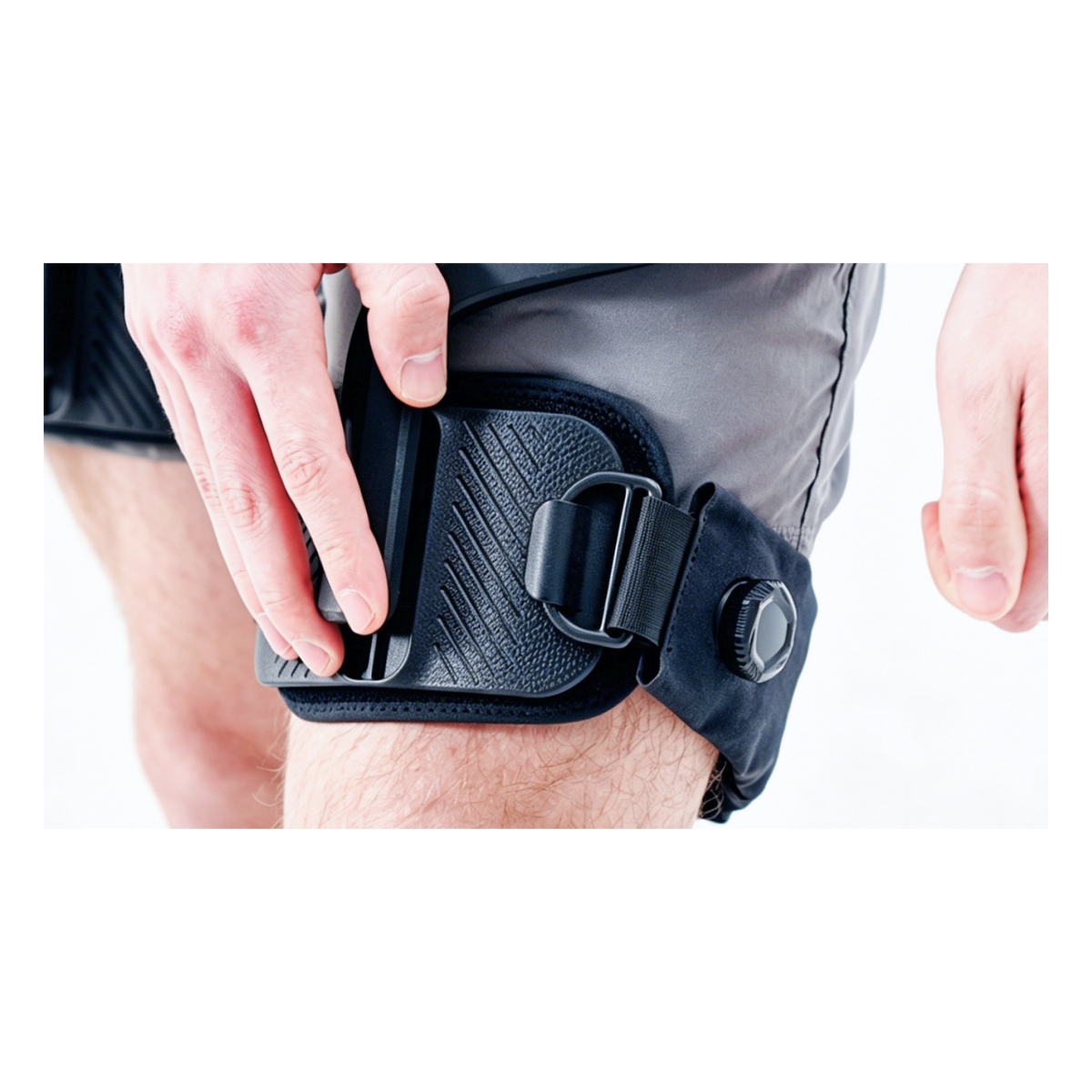 Ascentiz WildFlex Kit leg strap fitted and adjusted on the thigh
