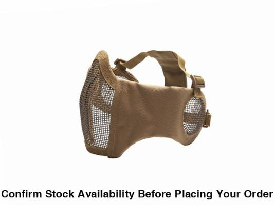 ASG MESH MASK EAR PROTECT METAL LOW HALF TAN - ASG 19234 - Guards On Duty Shop